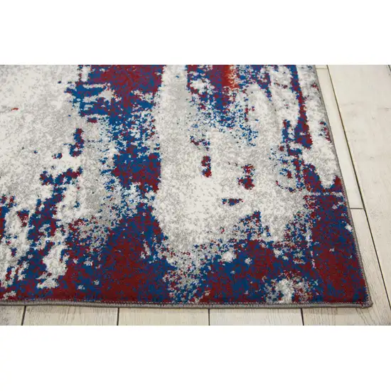 Ivory Red and Blue Abstract Non Skid Area Rug Photo 9