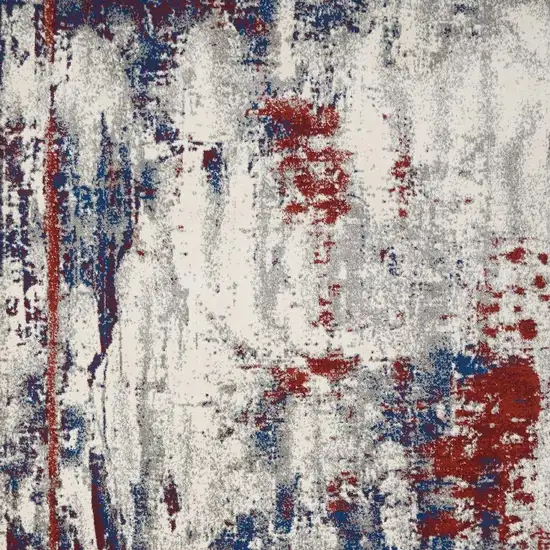 Ivory Red and Blue Abstract Non Skid Area Rug Photo 3