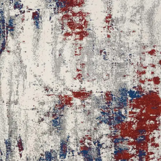 Ivory Red and Blue Abstract Non Skid Area Rug Photo 5