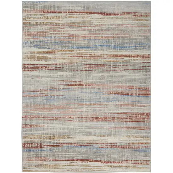 Ivory Red and Blue Abstract Non Skid Area Rug Photo 8