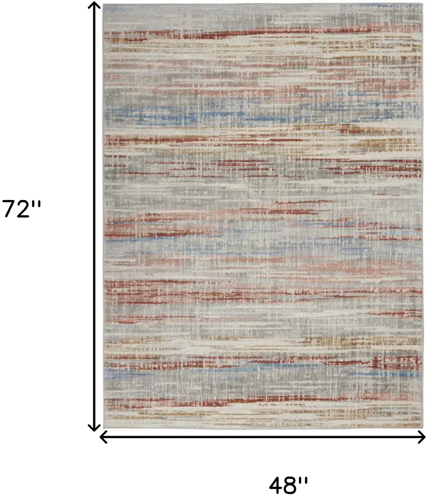 Ivory Red and Blue Abstract Non Skid Area Rug Photo 3