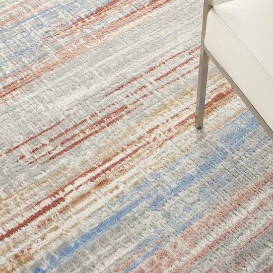 Ivory Red and Blue Abstract Non Skid Area Rug Photo 4