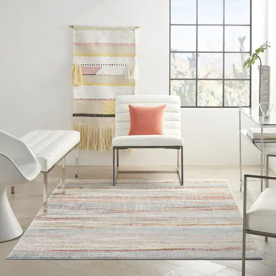 Ivory Red and Blue Abstract Non Skid Area Rug Photo 5