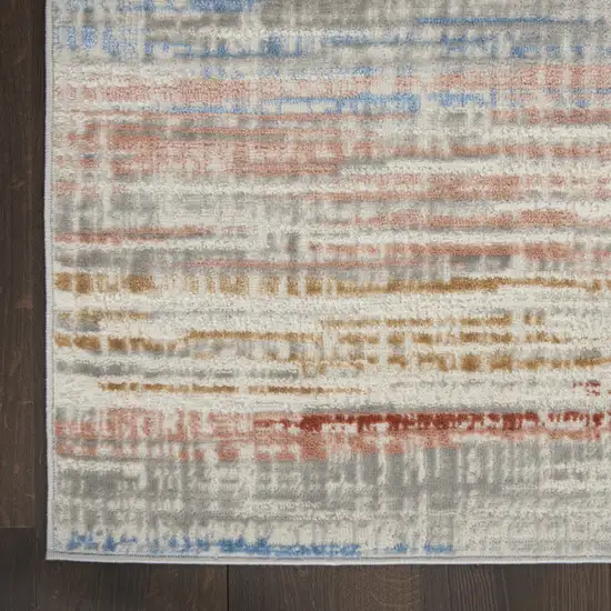 Ivory Red and Blue Abstract Non Skid Area Rug Photo 7
