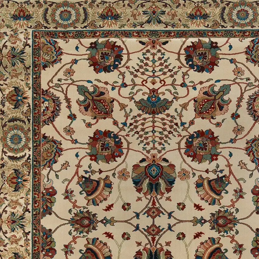 Ivory Red and Blue Floral Area Rug Photo 4