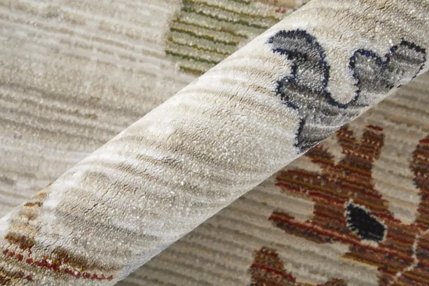 Ivory Red and Blue Floral Power Loom Area Rug Photo 9