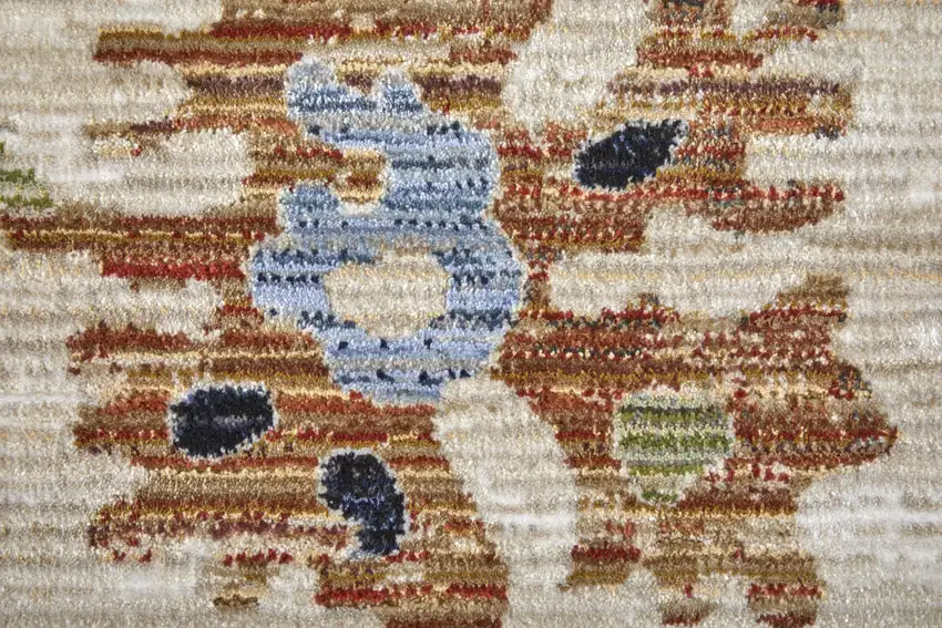 Ivory Red and Blue Floral Power Loom Area Rug Photo 7