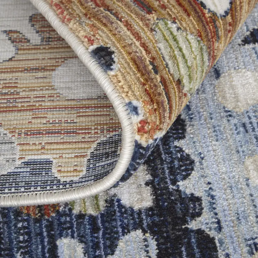 Ivory Red and Blue Floral Power Loom Area Rug Photo 9