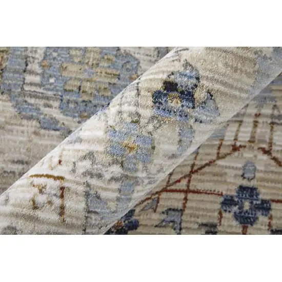 Ivory Red and Blue Floral Power Loom Area Rug Photo 8