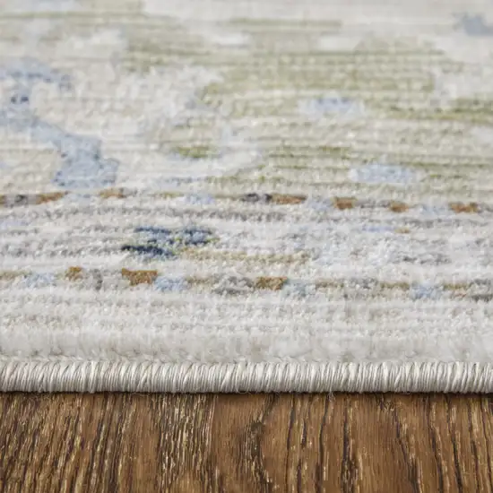 Ivory Red and Blue Floral Power Loom Area Rug Photo 8