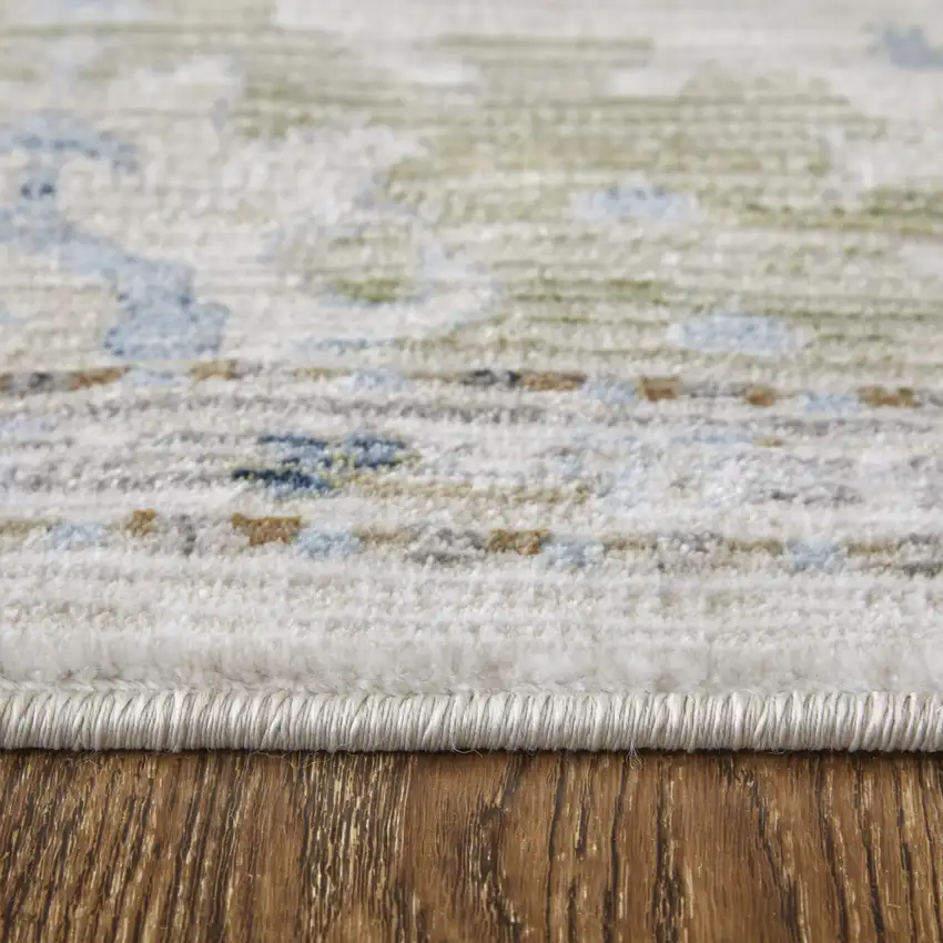Ivory Red and Blue Floral Power Loom Area Rug Photo 8