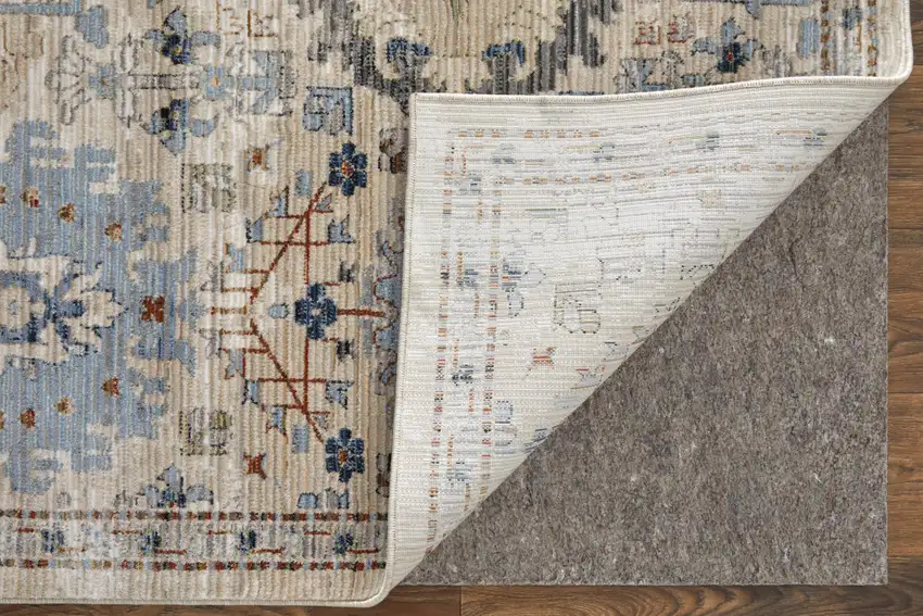 Ivory Red and Blue Floral Power Loom Area Rug Photo 7