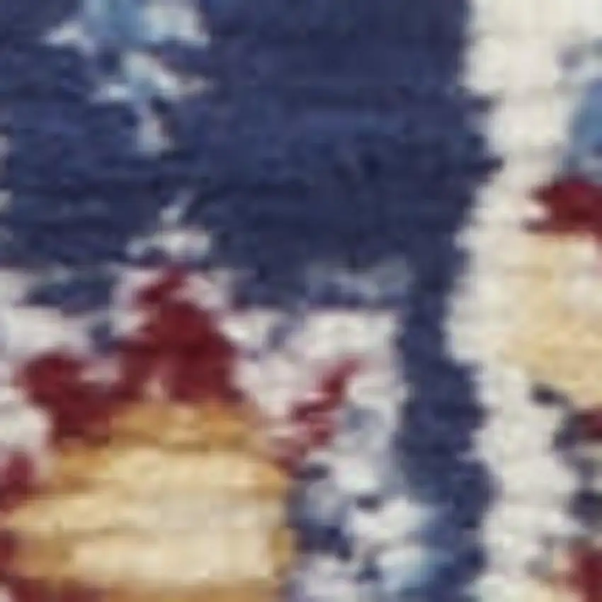 Ivory Red and Blue Ogee Distressed Non Skid Area Rug Photo 1