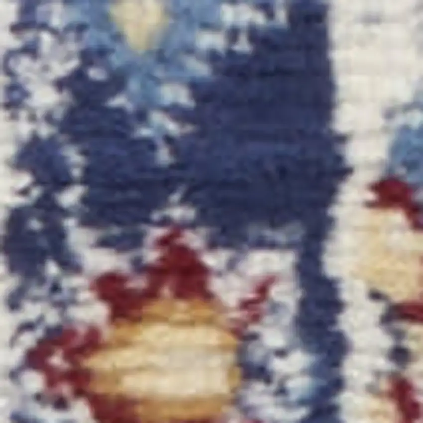 Ivory Red and Blue Ogee Distressed Non Skid Area Rug Photo 3