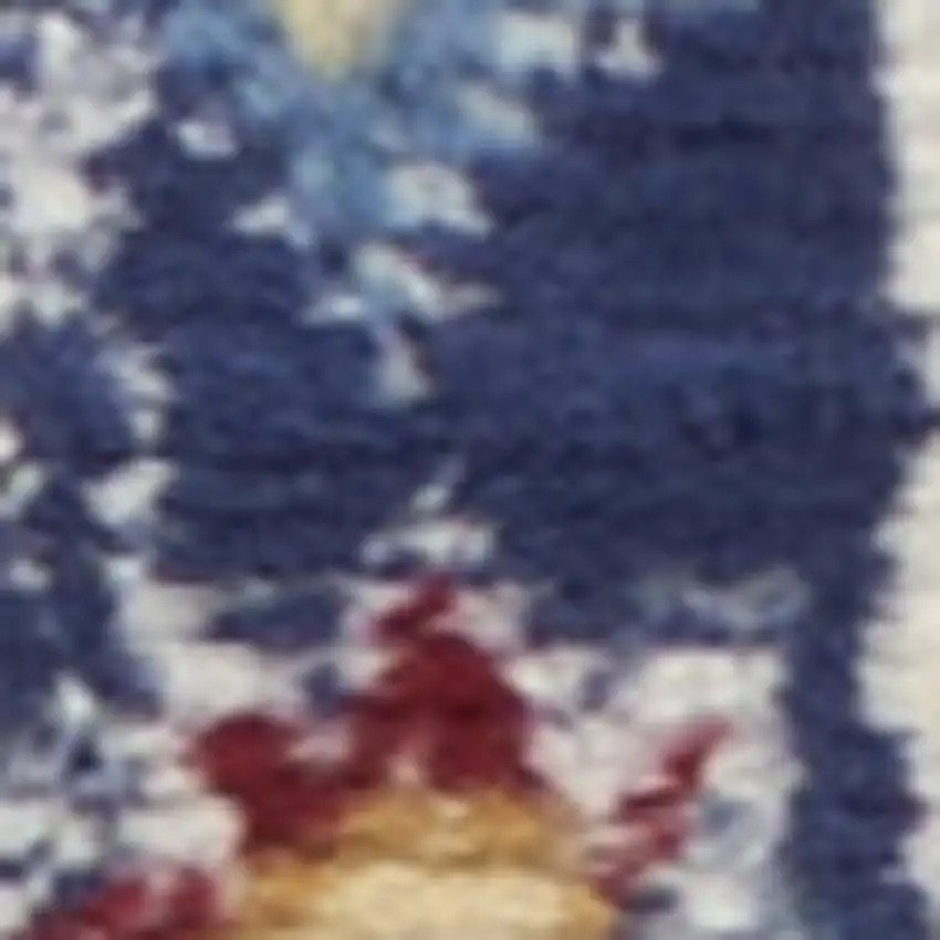 Ivory Red and Blue Ogee Distressed Non Skid Area Rug Photo 7