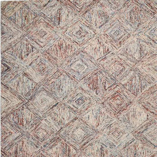 Ivory Red and Blue Wool Geometric Area Rug Photo 7