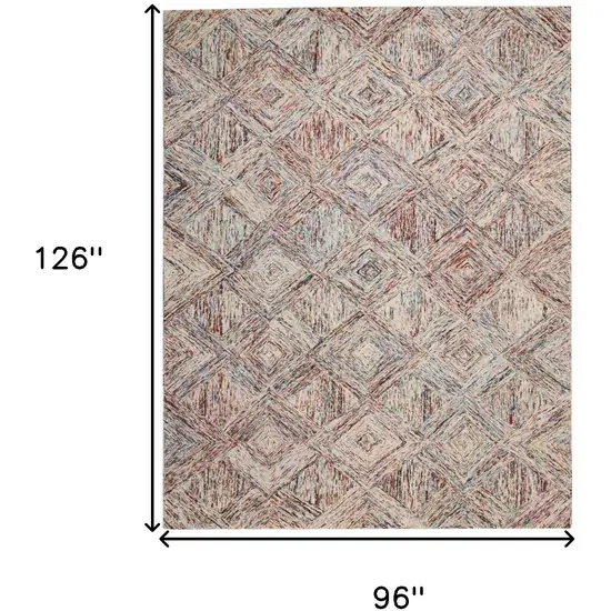 Ivory Red and Blue Wool Geometric Area Rug Photo 3