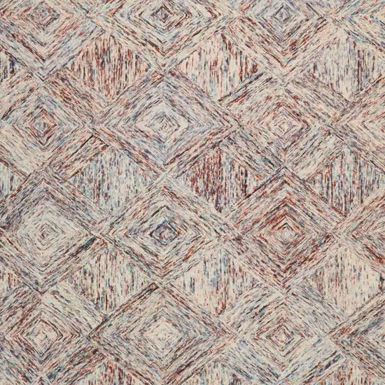 Ivory Red and Blue Wool Geometric Area Rug Photo 6