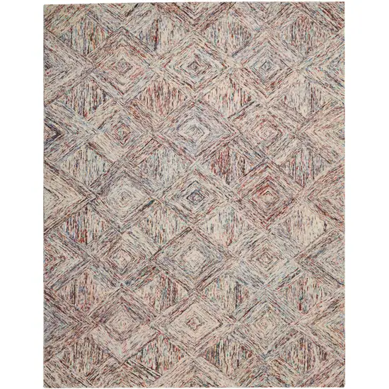 Ivory Red and Blue Wool Geometric Area Rug Photo 1