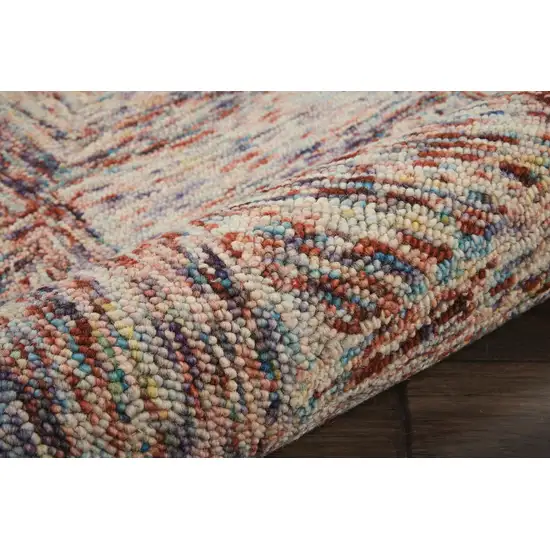 Ivory Red and Blue Wool Geometric Area Rug Photo 9