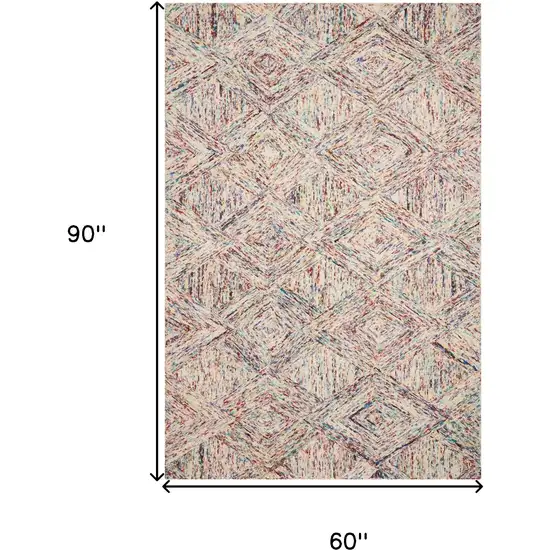Ivory Red and Blue Wool Geometric Area Rug Photo 8
