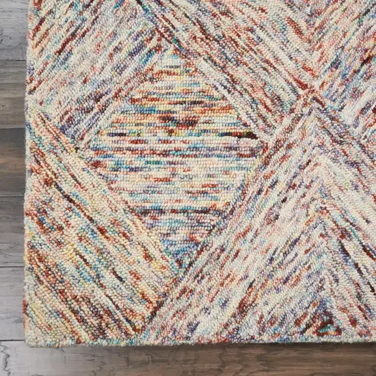 Ivory Red and Blue Wool Geometric Area Rug Photo 7