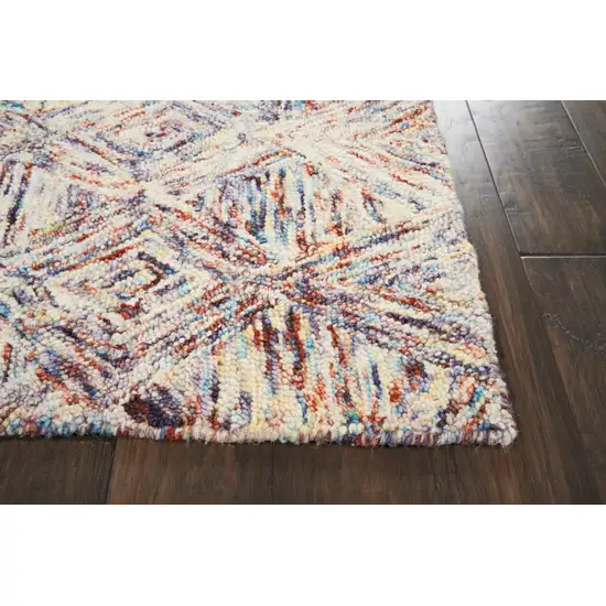 Ivory Red and Blue Wool Geometric Area Rug Photo 6