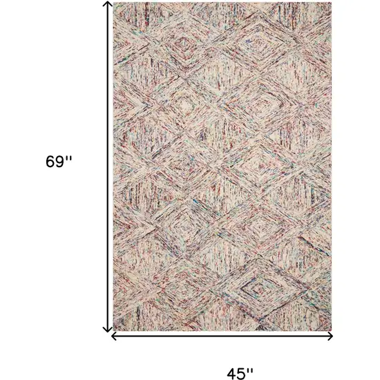 Ivory Red and Blue Wool Geometric Area Rug Photo 8