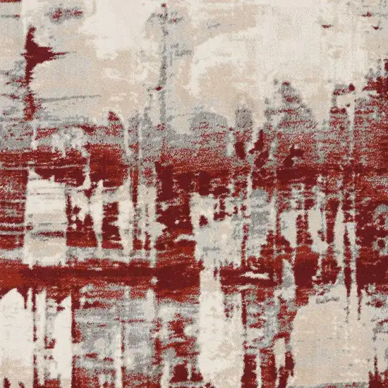 Ivory Red and Gray Abstract Area Rug Photo 6