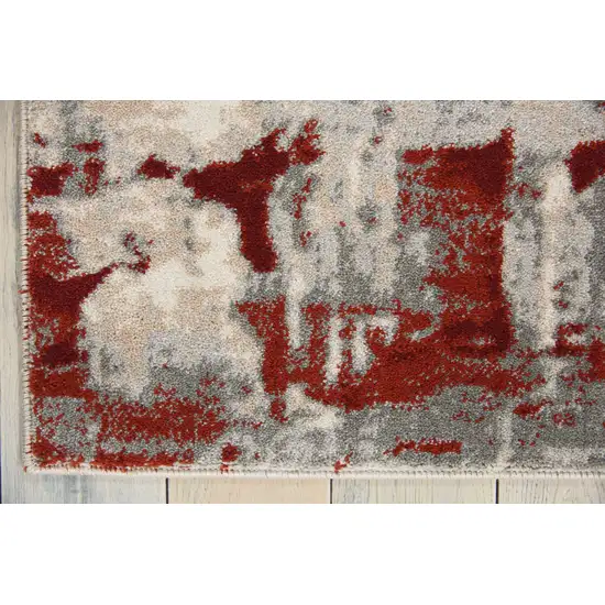 Ivory Red and Gray Abstract Area Rug Photo 8