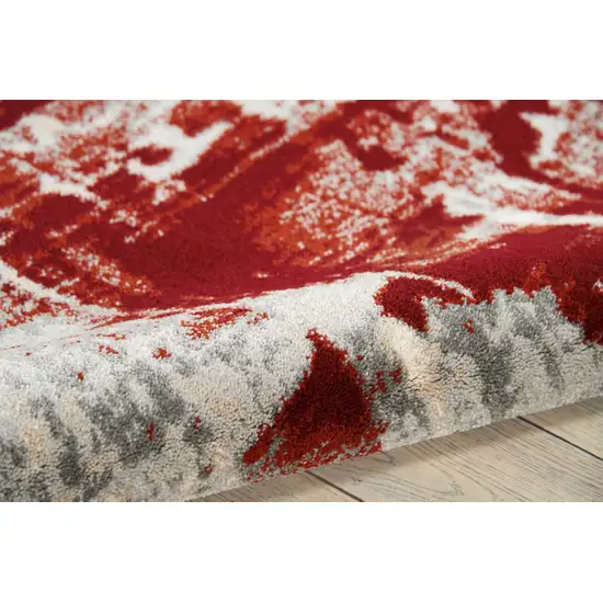 Ivory Red and Gray Abstract Non Skid Area Rug Photo 8