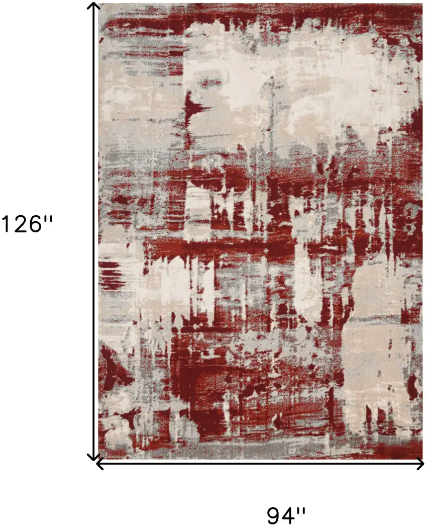 Ivory Red and Gray Abstract Non Skid Area Rug Photo 3