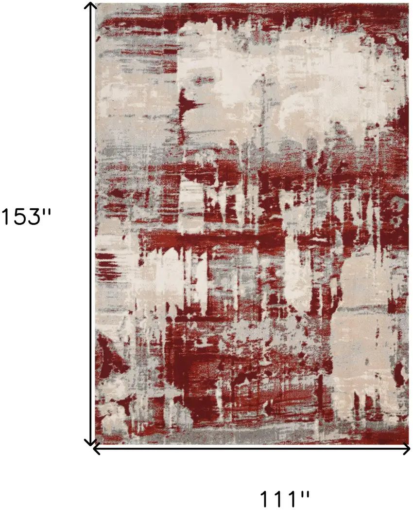Ivory Red and Gray Abstract Non Skid Area Rug Photo 3