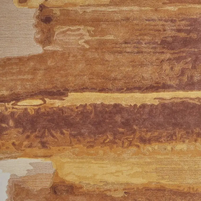 Ivory Red and Orange Abstract Hand Tufted Area Rug Photo 4