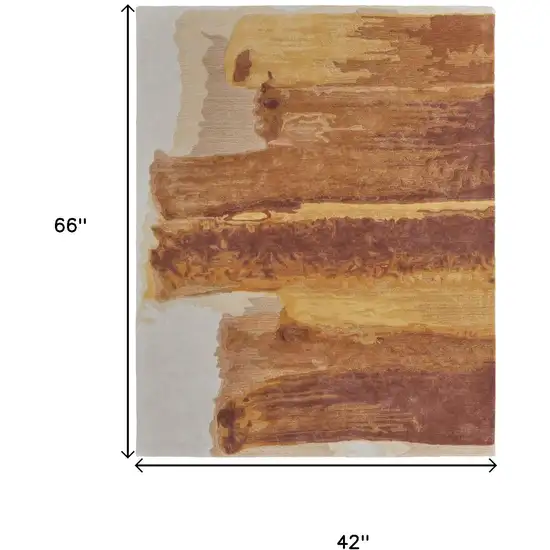 Ivory Red and Orange Abstract Hand Tufted Area Rug Photo 3