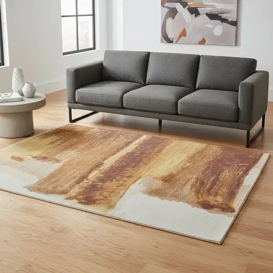 Ivory Red and Orange Abstract Hand Tufted Area Rug Photo 1