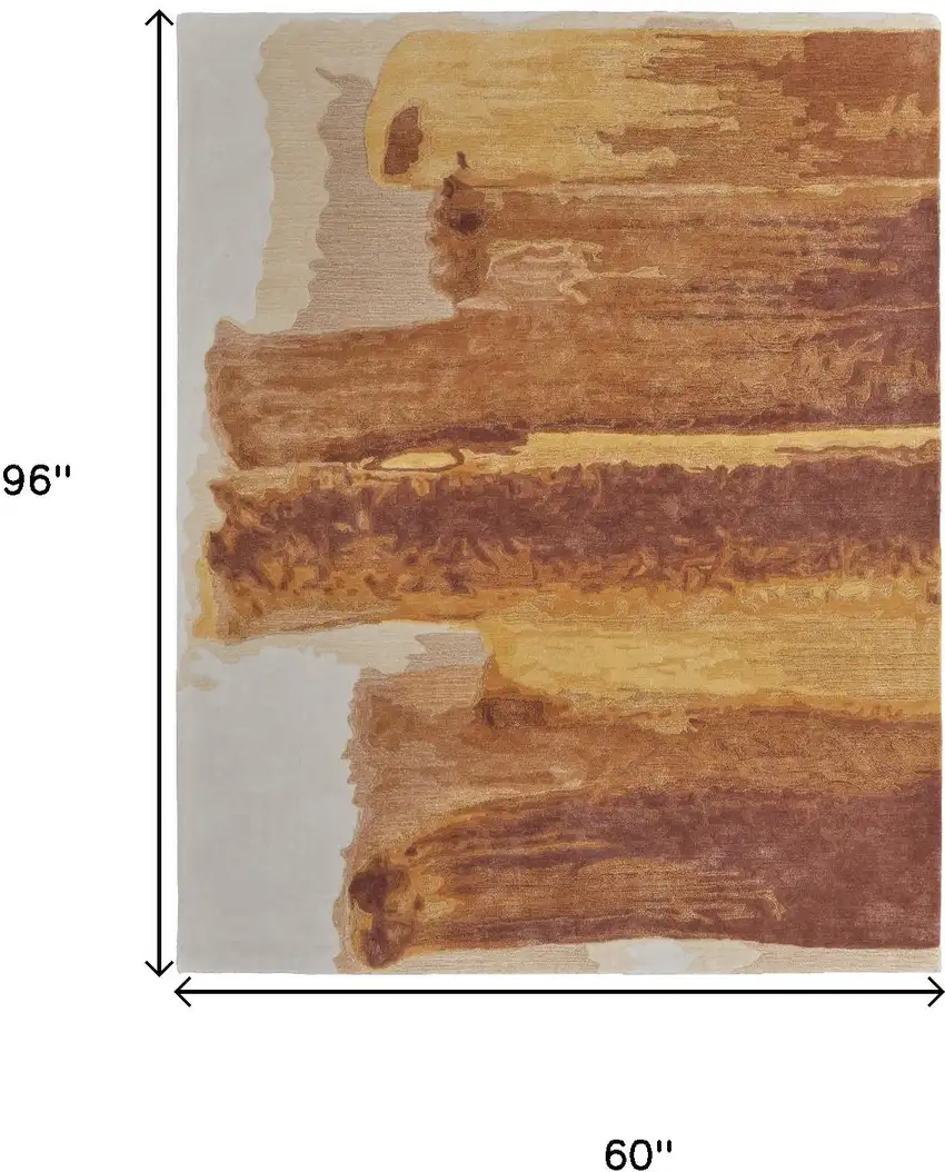 Ivory Red and Orange Abstract Hand Tufted Area Rug Photo 3