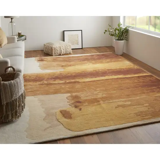 Ivory Red and Orange Abstract Hand Tufted Area Rug Photo 6