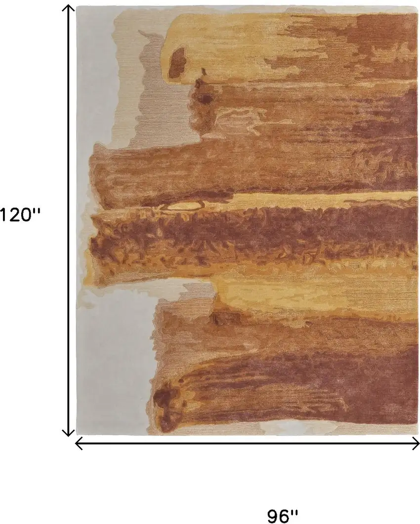 Ivory Red and Orange Abstract Hand Tufted Area Rug Photo 3