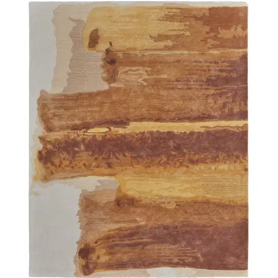 Ivory Red and Orange Abstract Hand Tufted Area Rug Photo 2