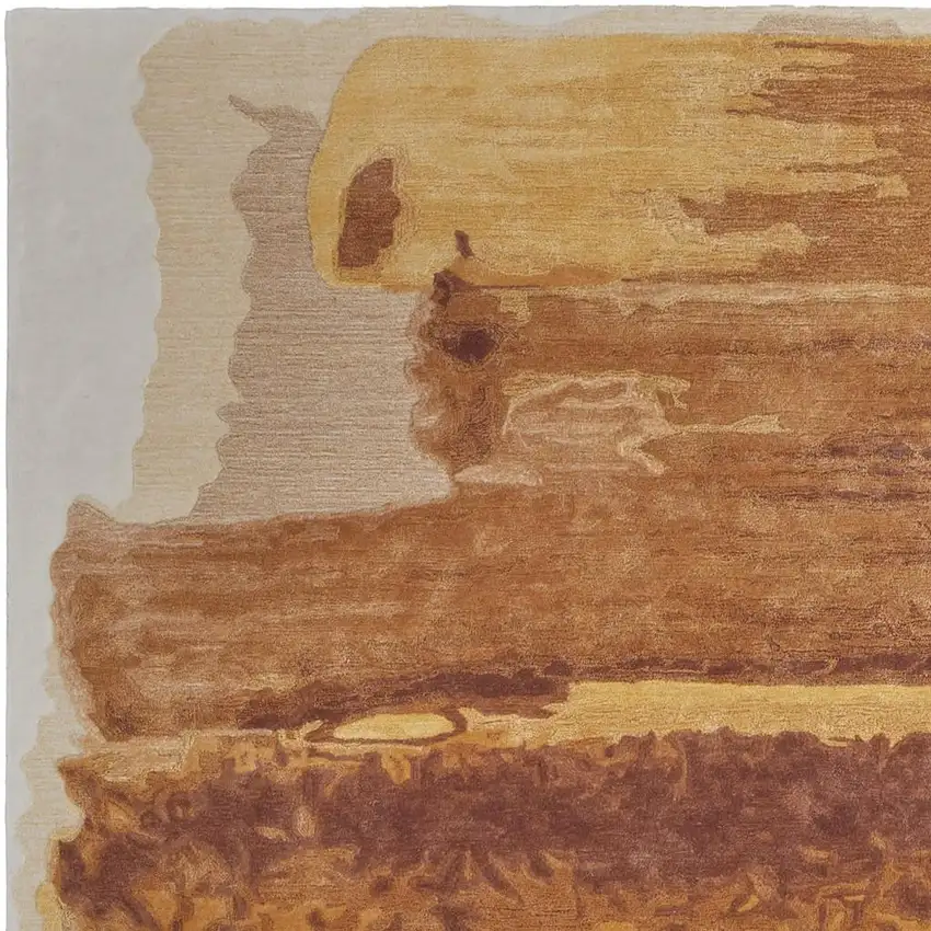 Ivory Red and Orange Abstract Hand Tufted Area Rug Photo 4