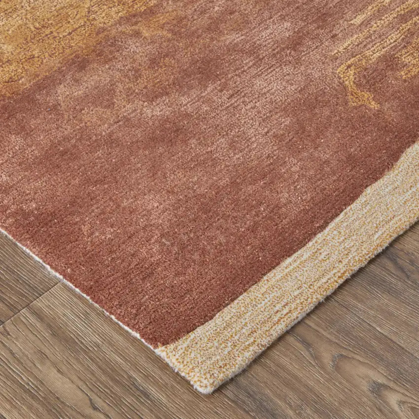 Ivory Red and Orange Abstract Hand Tufted Area Rug Photo 8