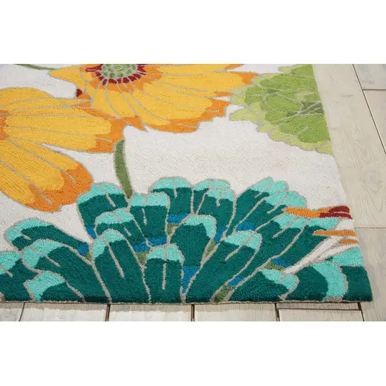 Ivory Red and Orange Floral Hand Carved Handmade Area Rug Photo 6