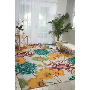 Photo of Ivory Red and Orange Floral Hand Carved Handmade Area Rug