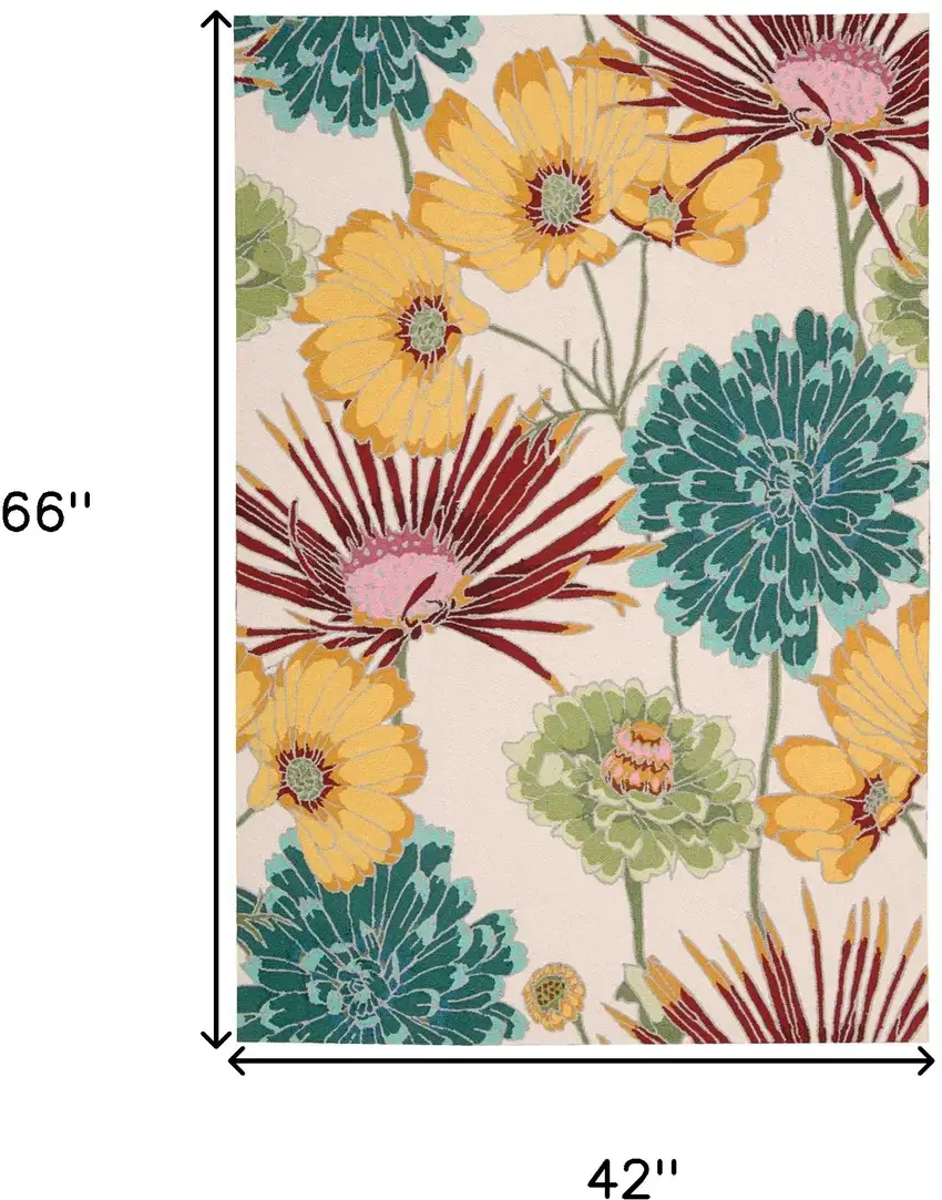 Ivory Red and Orange Floral Hand Carved Handmade Area Rug Photo 3