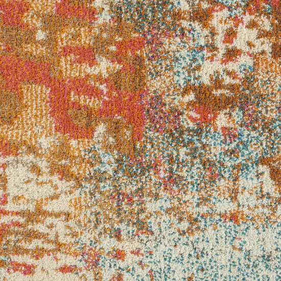 Ivory Red and Pink Abstract Distressed Non Skid Area Rug Photo 2