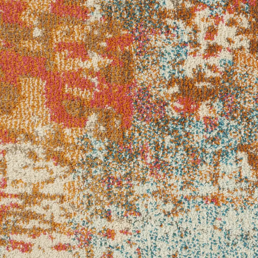 Ivory Red and Pink Abstract Distressed Non Skid Area Rug Photo 2