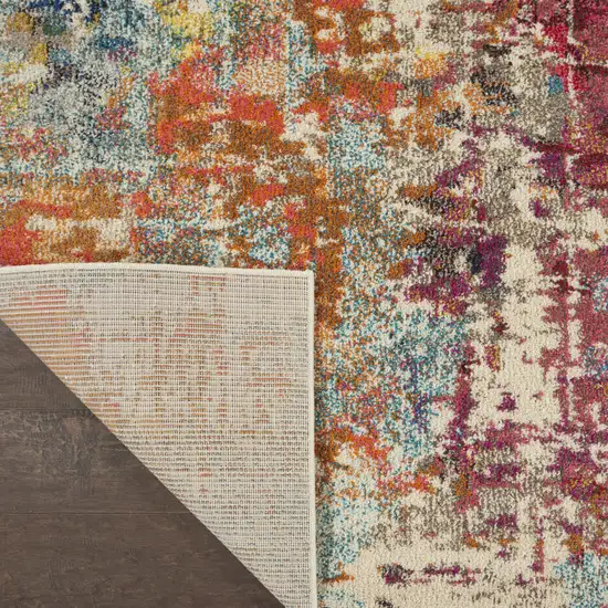 Ivory Red and Pink Abstract Distressed Non Skid Area Rug Photo 7