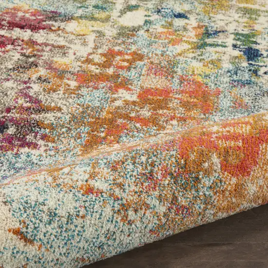 Ivory Red and Pink Abstract Distressed Non Skid Area Rug Photo 8