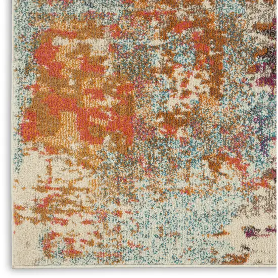 Ivory Red and Pink Abstract Distressed Non Skid Area Rug Photo 9